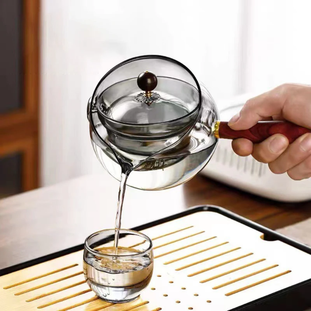 rotating glass Tea Pot